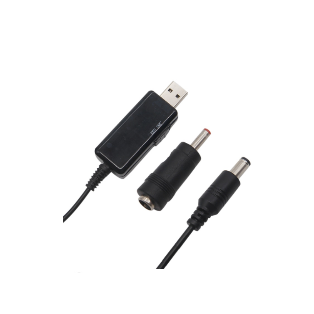 Conversor USB de aumento DC 5V a 9V - 12V  + conector de 3,5x1,35mm para Router, Modem
